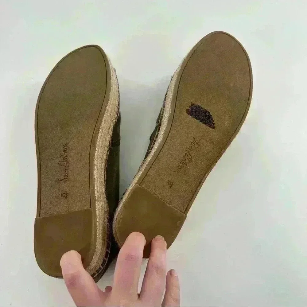 Sam Edelman Carrin flats size 10.5 40.5 army green suede flatform Espadrilles